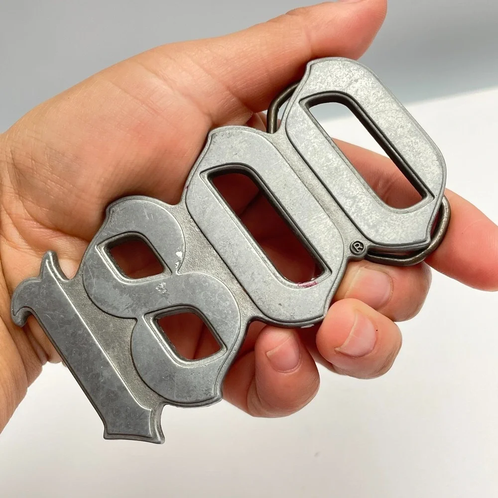 Vintage 90s Y2K 1800 Tequila Belt Buckle Silver Tone Metal Logo Promo Rare Goth